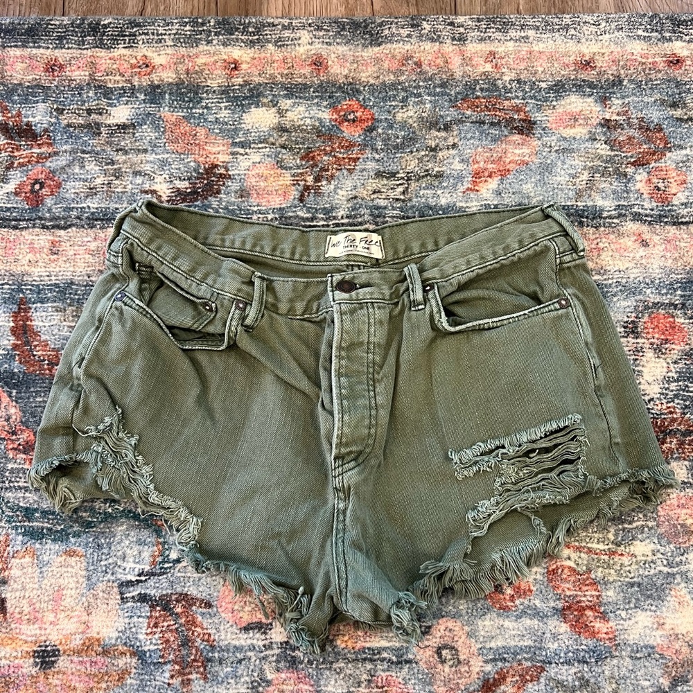 Free People Army Green Shorts